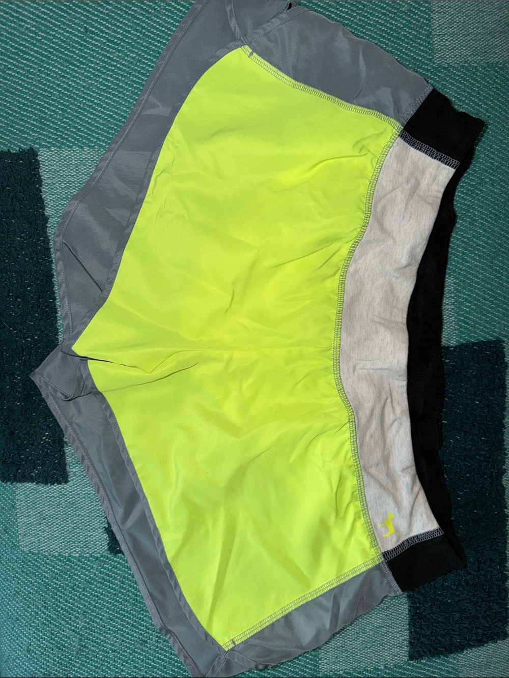 PINK Victoria's Secret Neon Yellow and Gray Athletic Shorts